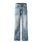 Flared Washed Jeans Blue