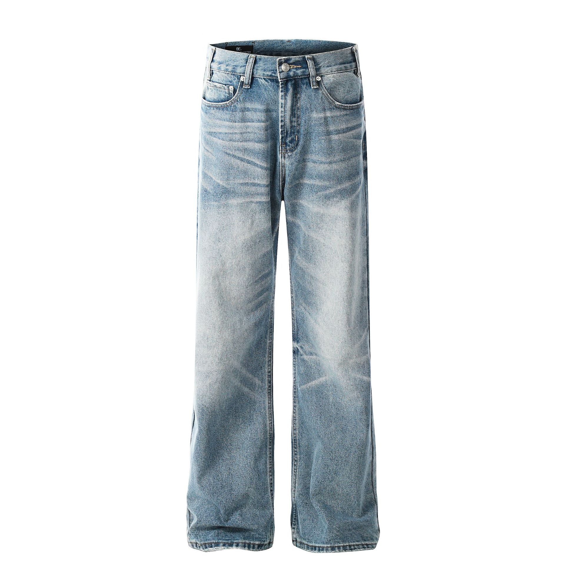 Flared Washed Jeans Blue