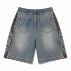Denim Elastic Brown Shorts