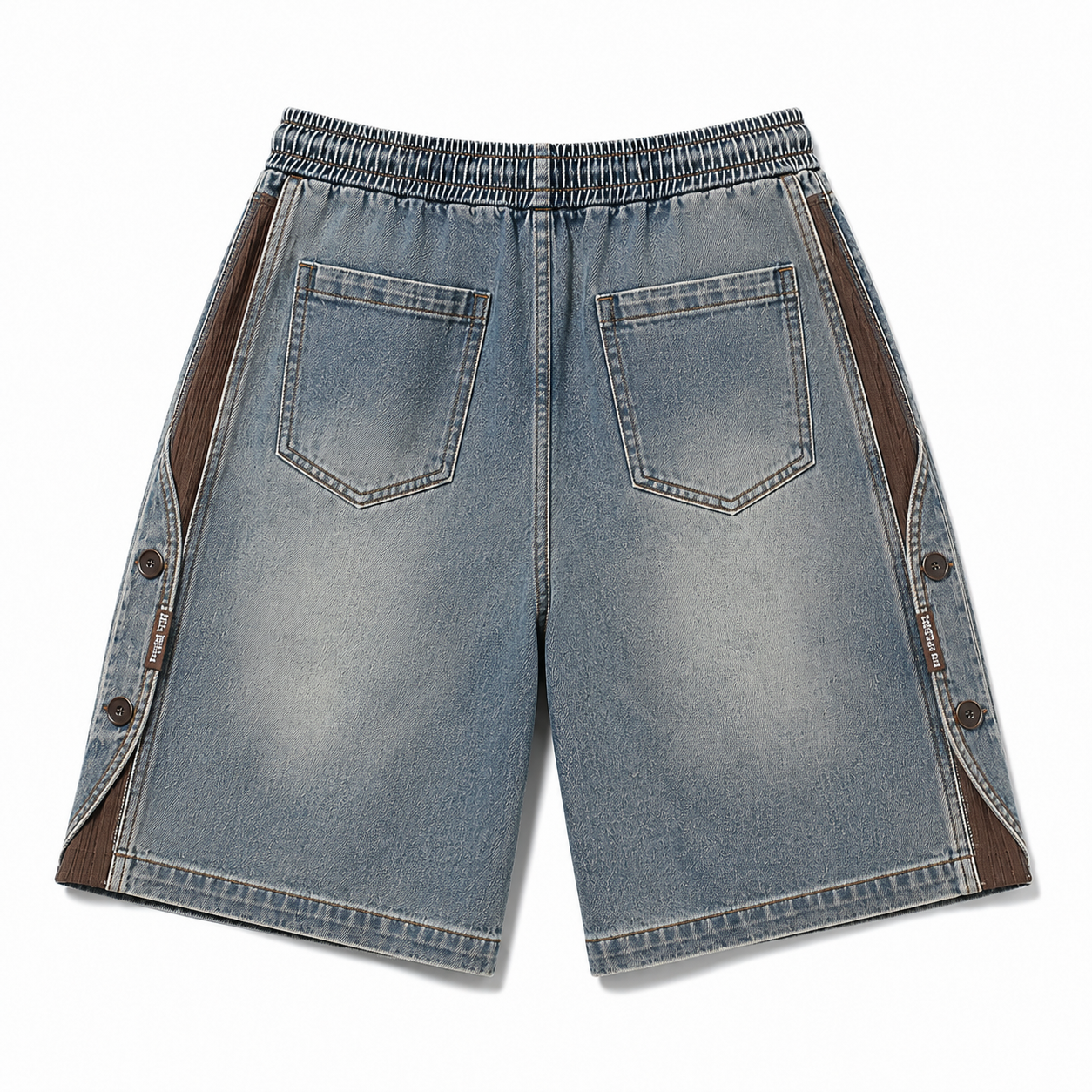 Denim Elastic Brown Shorts