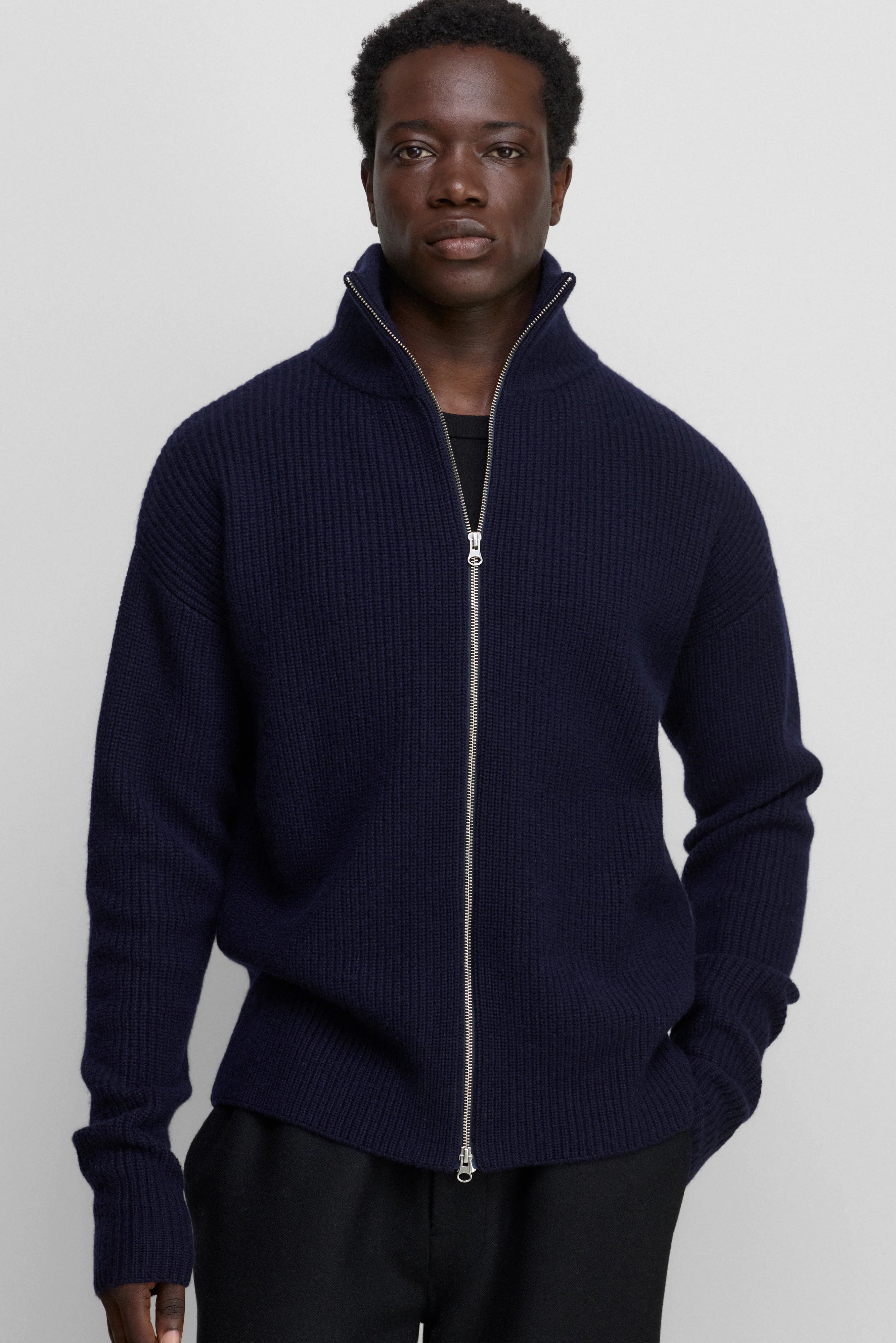 Zipper Half-neck Knitted Sweater