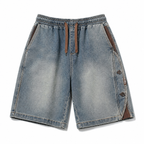 Denim Elastic Brown Shorts