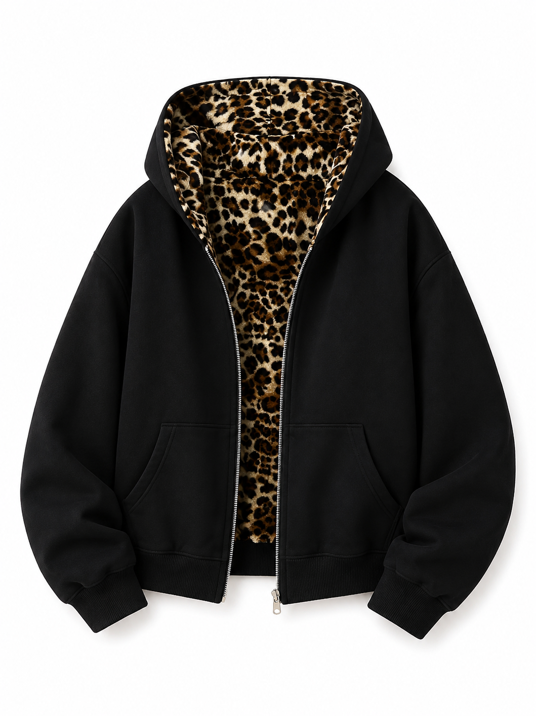 Reversible Leopard Zip Hoodie
