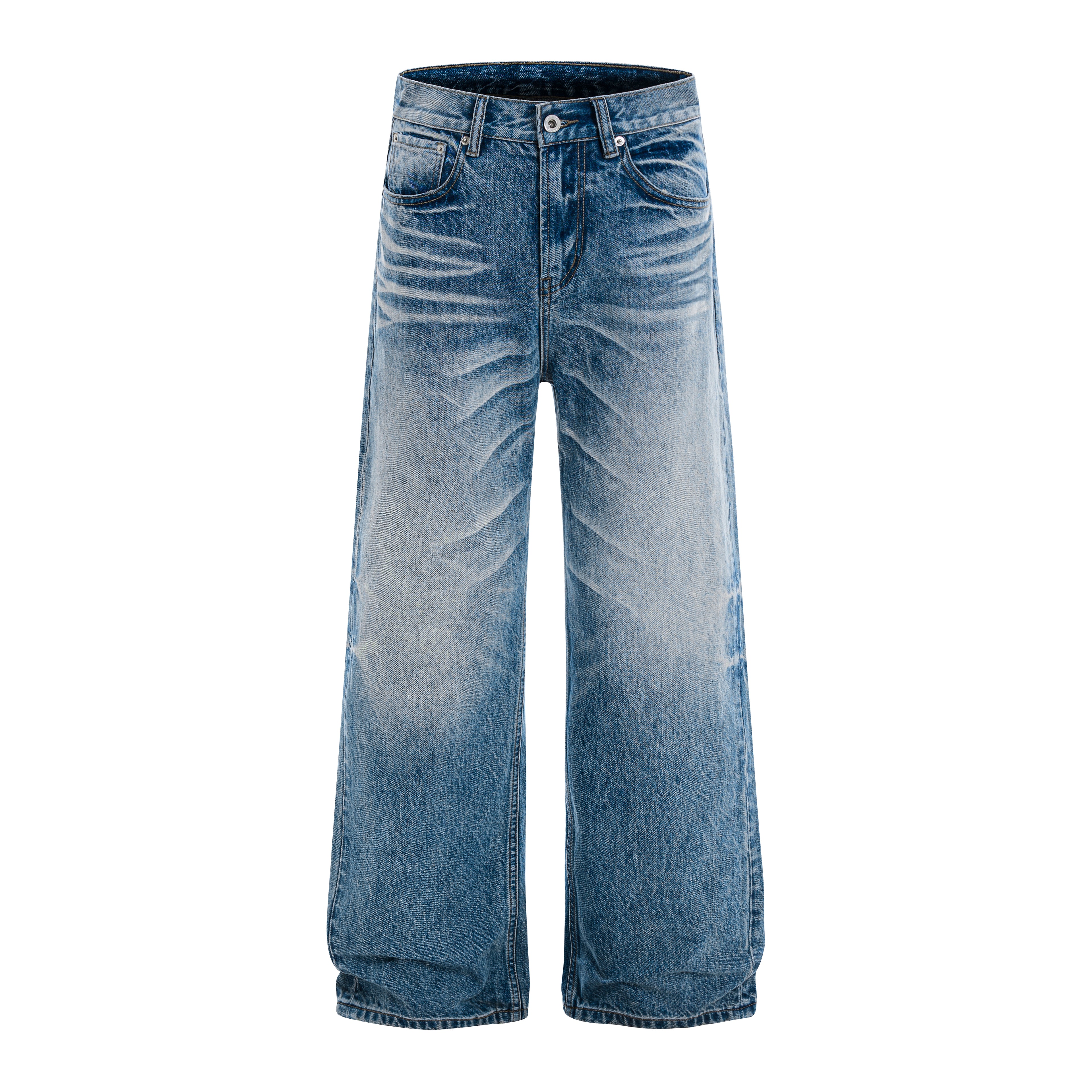 Flared Washed Jeans Vintage Blue