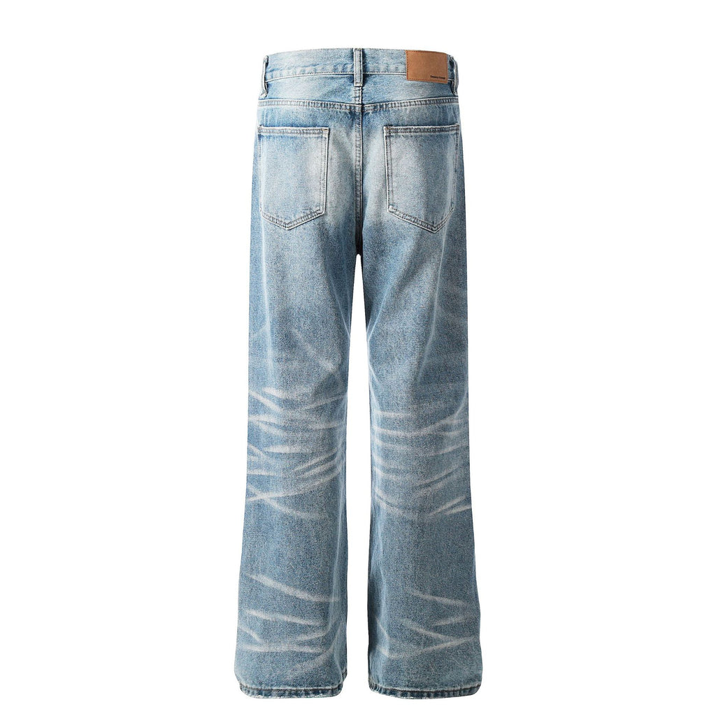 Flared Washed Jeans Blue