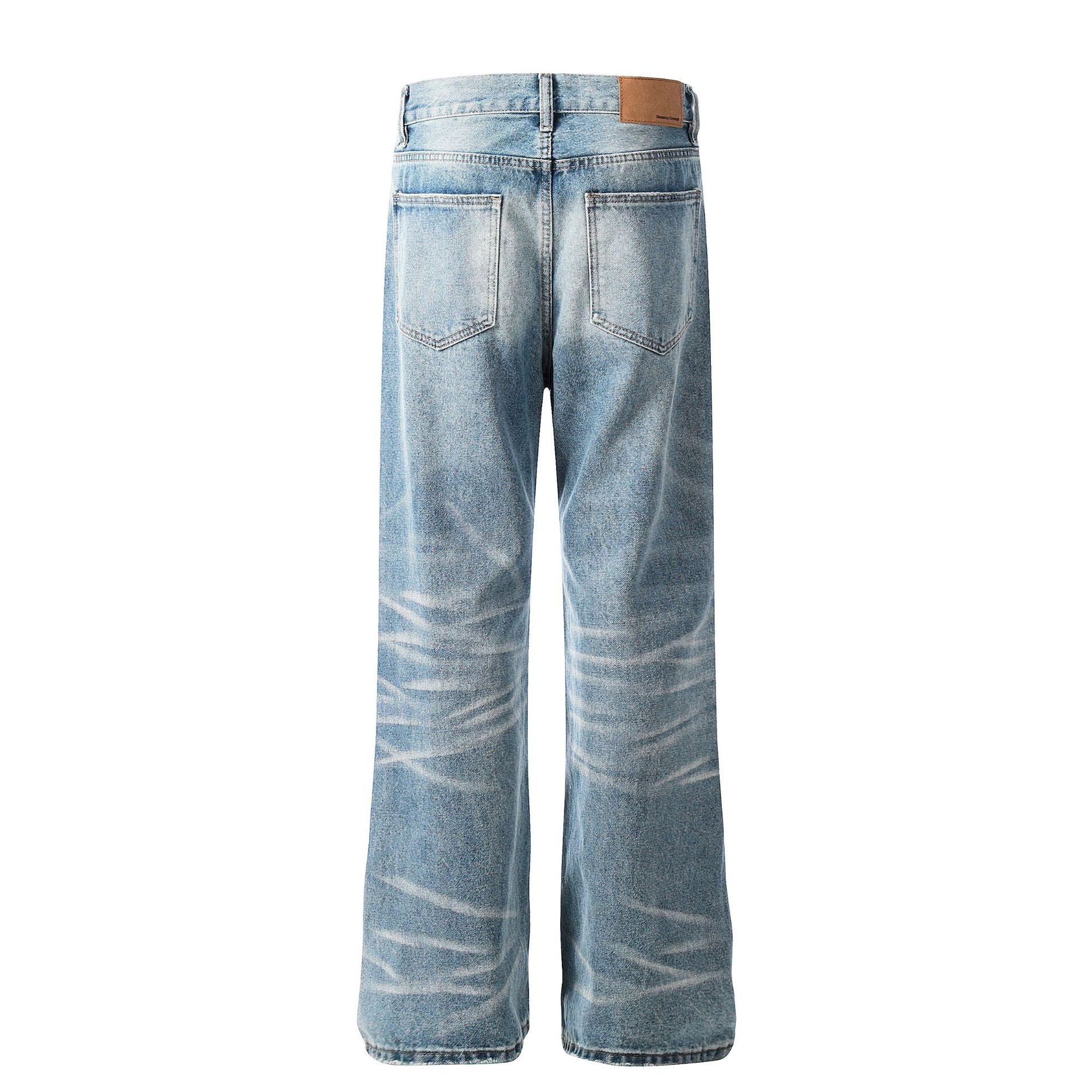 Flared Washed Jeans Blue