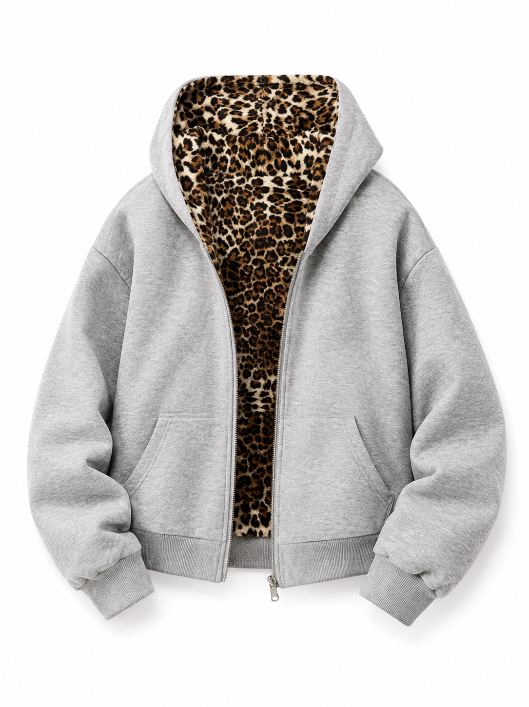 Reversible Leopard Zip Hoodie