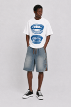 Denim Elastic Brown Shorts