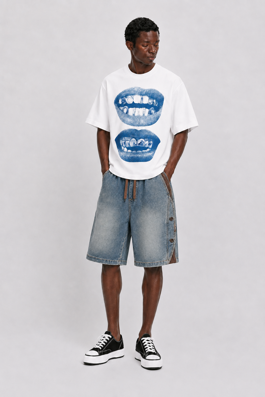 Denim Elastic Brown Shorts