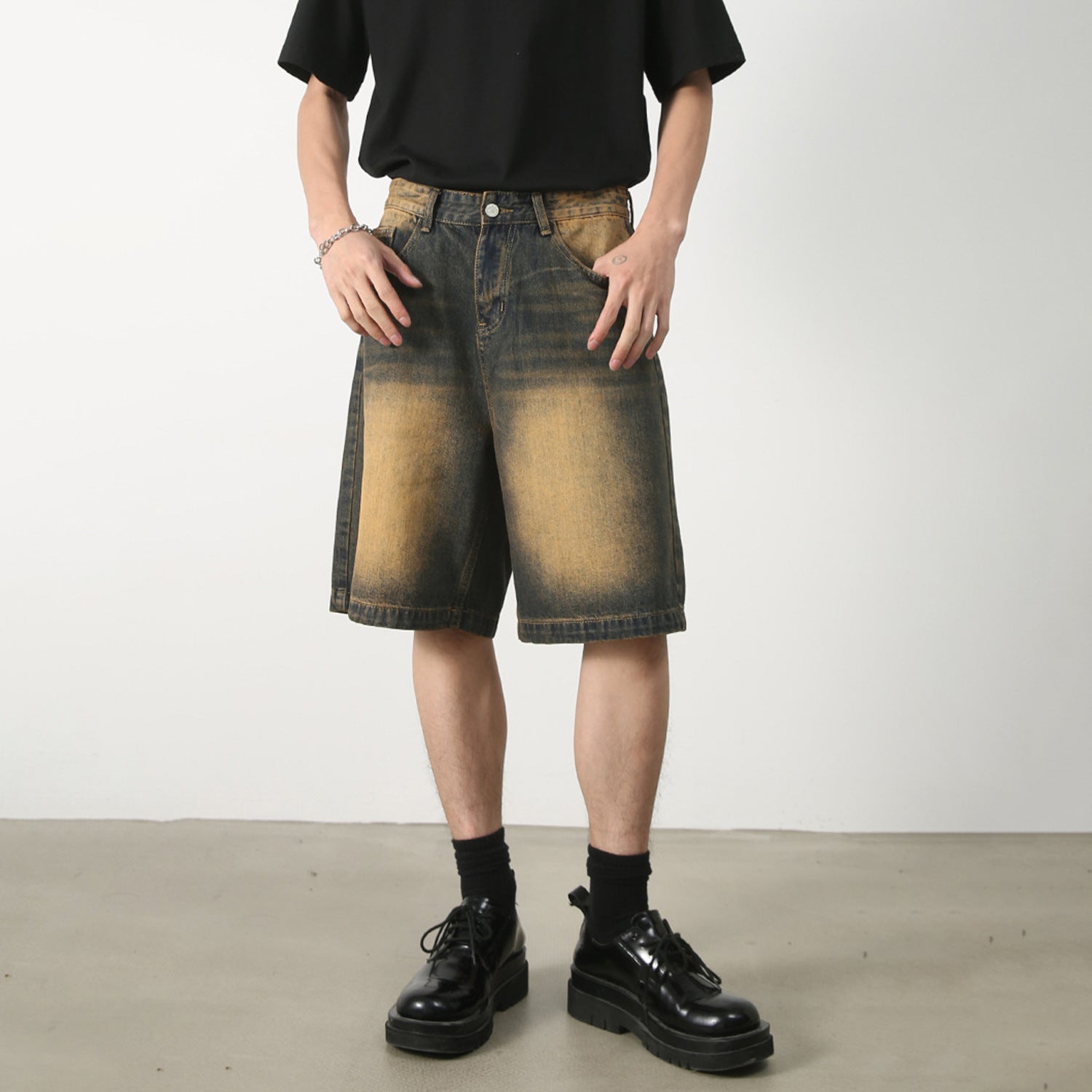 Relaxed Denim Washed Shorts